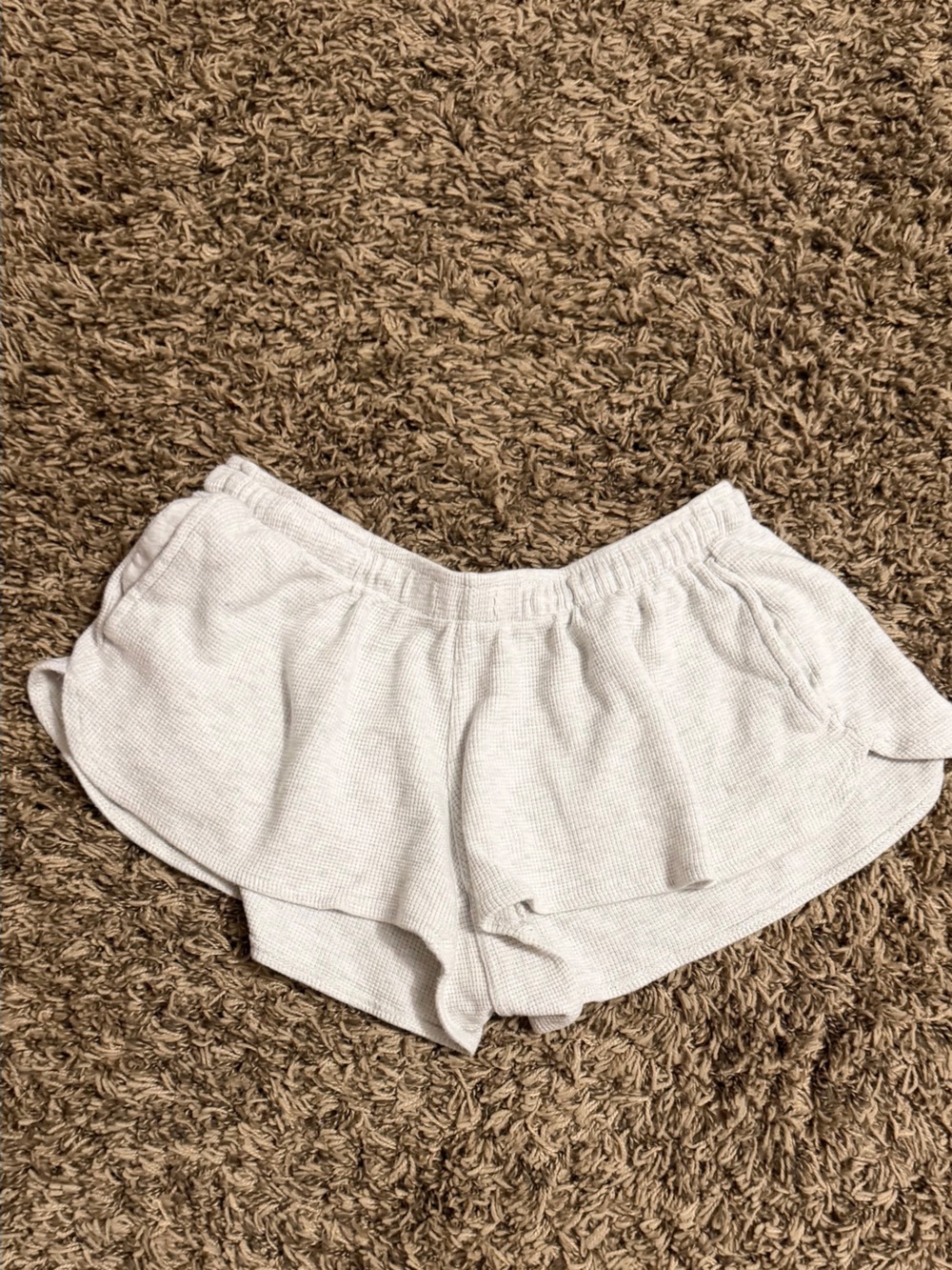 Brandy Melville Cream Textured Ruffle Shorts